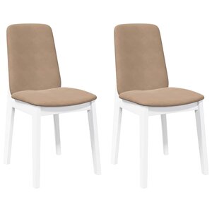 vidaXL Chaises à manger coussins 2 Pièces blanc bois massif caoutchouc