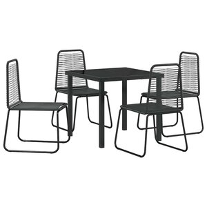 vidaXL Ensemble de salle à manger pour jardin 5 Pièces Noir