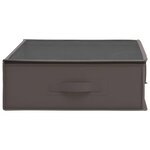 vidaXL Boîte de rangement avec fenêtre transparente Gris Tissu intissé