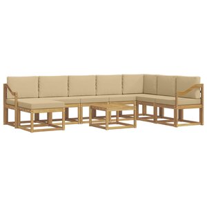 vidaXL Ensemble de canapés d'extérieur 9 pc Blanc et Beige