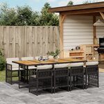 vidaXL Ensemble à manger de jardin 9Pièces coussins noir résine tressée