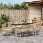 vidaXL Ensemble de salle à manger pour jardin 9 Pièces Beige Rattan PE