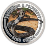Pièce de monnaie en Argent 1 Dollar g 15.57 (1/2 oz) Millésime 2022 Venomous and Poisonous KING COBRA