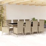 vidaXL Ensemble à manger de jardin et coussins 7 Pièces beige poly rotin