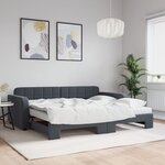 vidaXL Lit de jour avec gigogne et matelas gris foncé 90x190cm velours