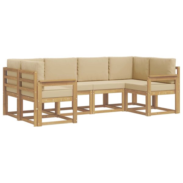 vidaXL Ensemble de canapés d'extérieur 6 Pièces Blanc et Beige