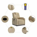 vidaXL Fauteuil inclinable de massage en tissu crème
