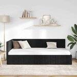 vidaXL Cadre de lit d'angle Noir 90 cm x 200 cm Velours