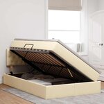 vidaXL Lit de rangement LED avec matelas Crème 120 x 190 cm Tissu