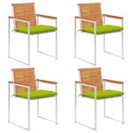 vidaXL Chaises de jardin lot de 4 avec coussins Bois d'acacia massif