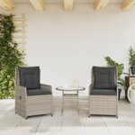 vidaXL Chaises inclinables de jardin lot de2 gris clair résine tressée