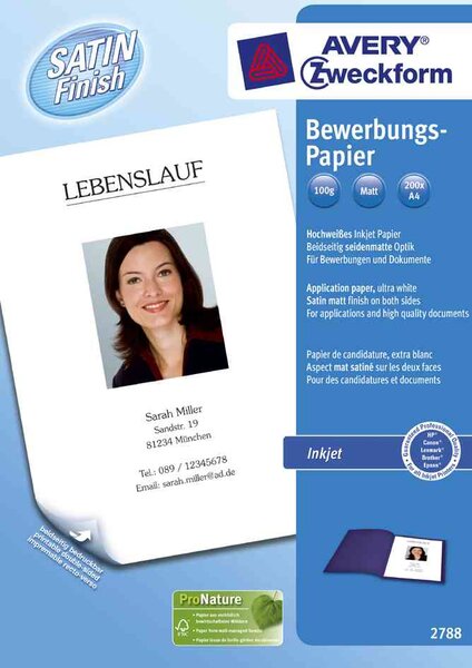 papier de candidature à jet d'encre  A4 AVERY ZWECKFORM