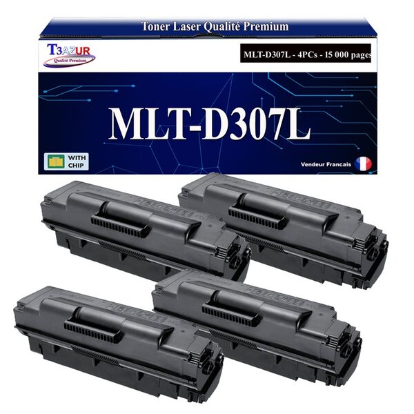 T3AZUR -4x Toners compatibles avec Samsung MLT-D307L MLTD307L pour Samsung ML4510 ML4510ND ML4512ND ML5010 ML5010ND ML5012ND ML5015 ML5015ND ML5017ND