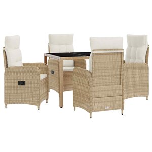vidaXL Ensemble de repas extérieur 5 Pièces Beige et blanc crème