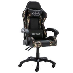 vidaXL Fauteuil de jeux vidéo Noir et camouflage Similicuir