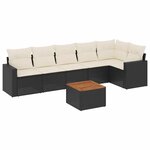 vidaXL Salon de jardin 7 Pièces avec coussins noir résine tressée