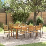 vidaXL Ensemble de salle à manger pour jardin 9 Pièces Gris Poly rotin