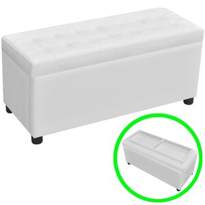 Banquette pouf tabouret meuble pouf de rangement cuir synthétique blanc 3002220