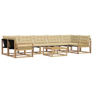 vidaXL Ensemble de canapés d'extérieur 8 pc Blanc et Beige