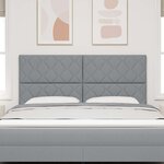 vidaXL Tête de lit avec des lumières à LED Gris clair 180 cm tissu