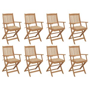 vidaXL Chaises pliables d'extérieur et coussins lot de 8 Bois d'acacia