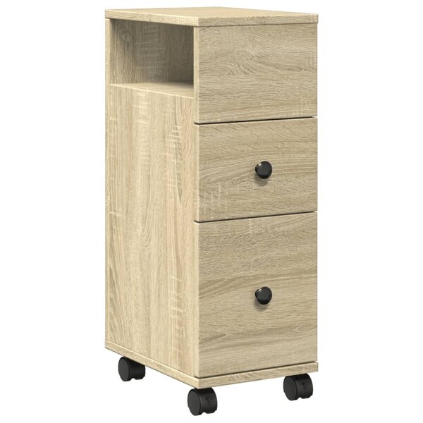 vidaXL Meuble étroit de salle de bain à roulettes chêne sonoma