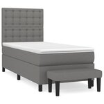 vidaXL Sommier à lattes de lit avec matelas Gris foncé 90x200 cm Tissu