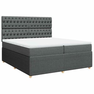 vidaXL Sommier à lattes de lit avec matelas Gris foncé 200x200cm Tissu