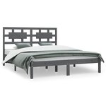 vidaXL Cadre de lit sans matelas gris 200x200 cm bois massif de pin