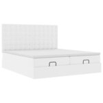 vidaXL Cadre de lit ottoman et matelas blanc pur 180x200 cm similicuir