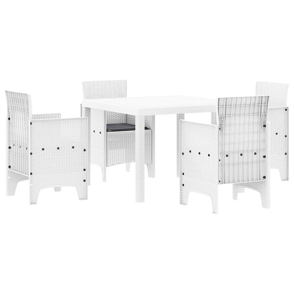 vidaXL Ensemble de salle à manger pour jardin 5 Pièces Blanc Rattan Polt