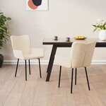 vidaXL Chaises à manger lot de 2 Crème Velours