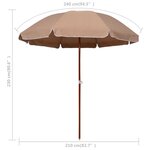 Vidaxl parasol avec mât en acier 240 cm taupe