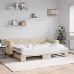 vidaXL Lit de jour avec lit gigogne crème 80x200 cm tissu