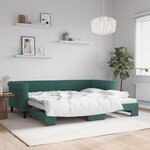vidaXL Lit de jour avec lit gigogne vert foncé 90x200 cm velours