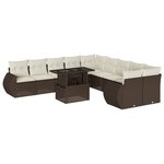 vidaXL Salon de jardin et coussins 11 Pièces marron résine tressée