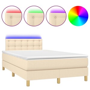 vidaXL Sommier à lattes de lit avec matelas LED Crème 120x200 cm Tissu
