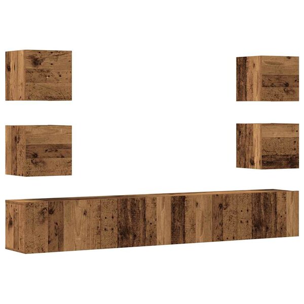 vidaXL Meubles TV muraux 6 Pièces vieux bois bois d'ingénierie
