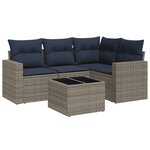 vidaXL Salon de jardin 5 Pièces avec coussins gris résine tressée