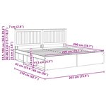 vidaXL Cadre de lit Chêne fumé 200 x 200 cm Pin massif