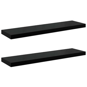 vidaXL Étagère murale flottante 2 Pièces Noir brillant 90x23 5x3 8 cm MDF