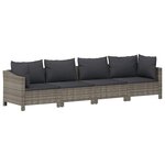 vidaXL Salon de jardin 4 Pièces avec coussins Gris Résine tressée