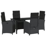 vidaXL Ensemble de Salle à Manger de Jardin 5 Pièces avec Coussins Noirs en Rattan Synthétique.