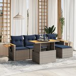 vidaXL Salon de jardin 6 Pièces avec coussins gris résine tressée