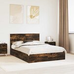 vidaXL Lit de Rangement Chêne fumé 135 x 190 cm Bois d'ingénierie