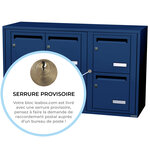 Bloc collectif leabox.com 3x2 grade 3 simple face Intérieur fixation murale Bleu Saphir RAL 5003 finition brillante