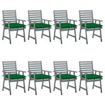 vidaXL Chaises à manger d'extérieur et coussins lot de 8 Acacia massif