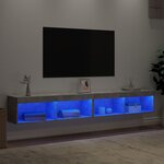 vidaXL Meubles TV avec lumières LED 2 Pièces gris béton 100x30x30 cm