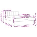 vidaXL Cadre de lit ottoman et matelas gris clair 140x190 velours