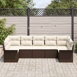 vidaXL Ensemble de canapé de jardin 7 Pièces Marron Poly rotin